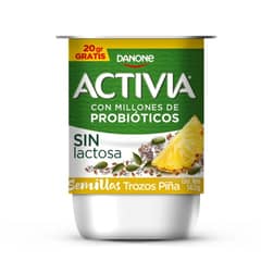 ACTIVIA - Yoghurt con Probióticos Semillas y Trozos de Piña Sin Lactosa 140 g