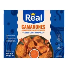 REAL - Camarón Mariposa Gigante Apanado con Coco 454 g